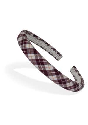 School Headband Maroon/White Check