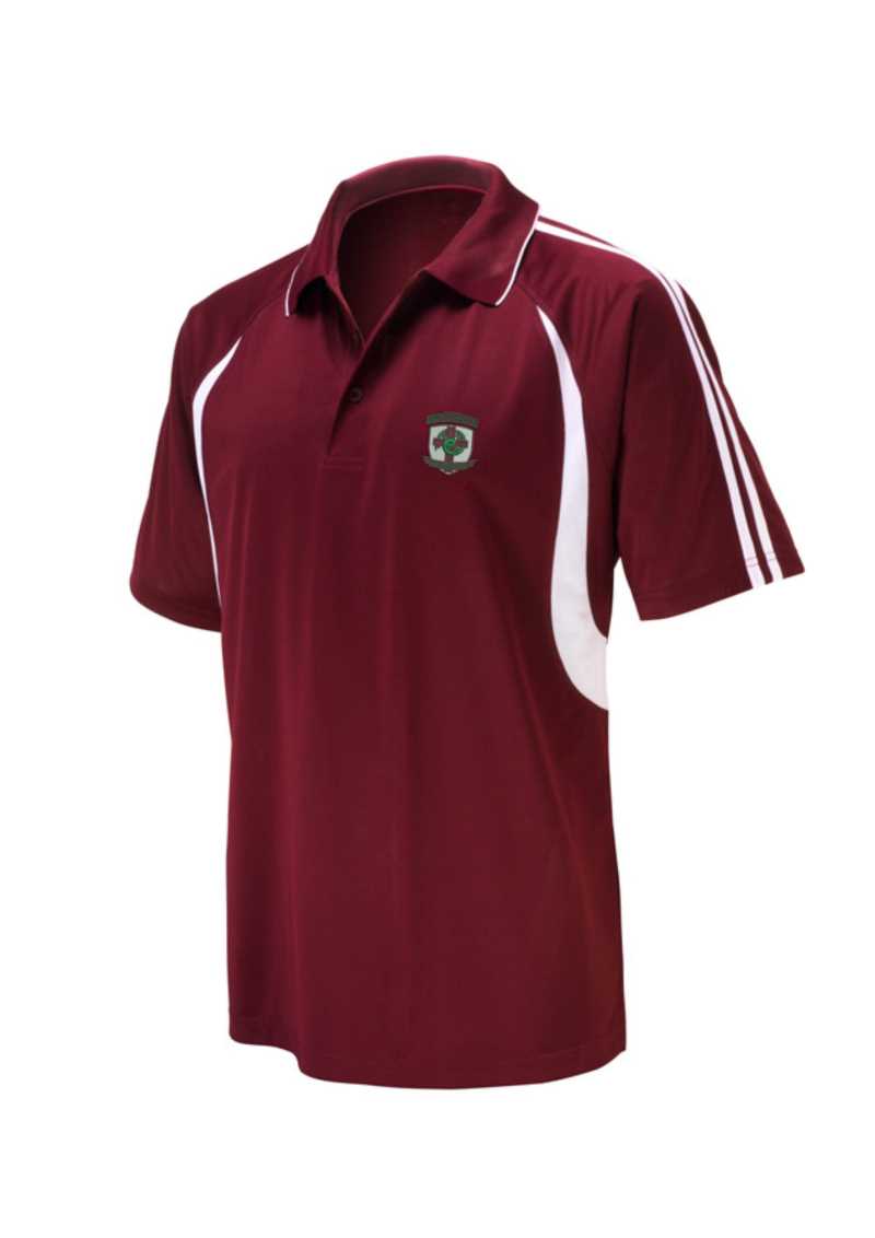 St Marks Catholic School PE Polo Burgundy/White